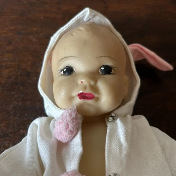 Vintage Antique Baby Doll in White and Pink Outfit - Picture 6 of 6